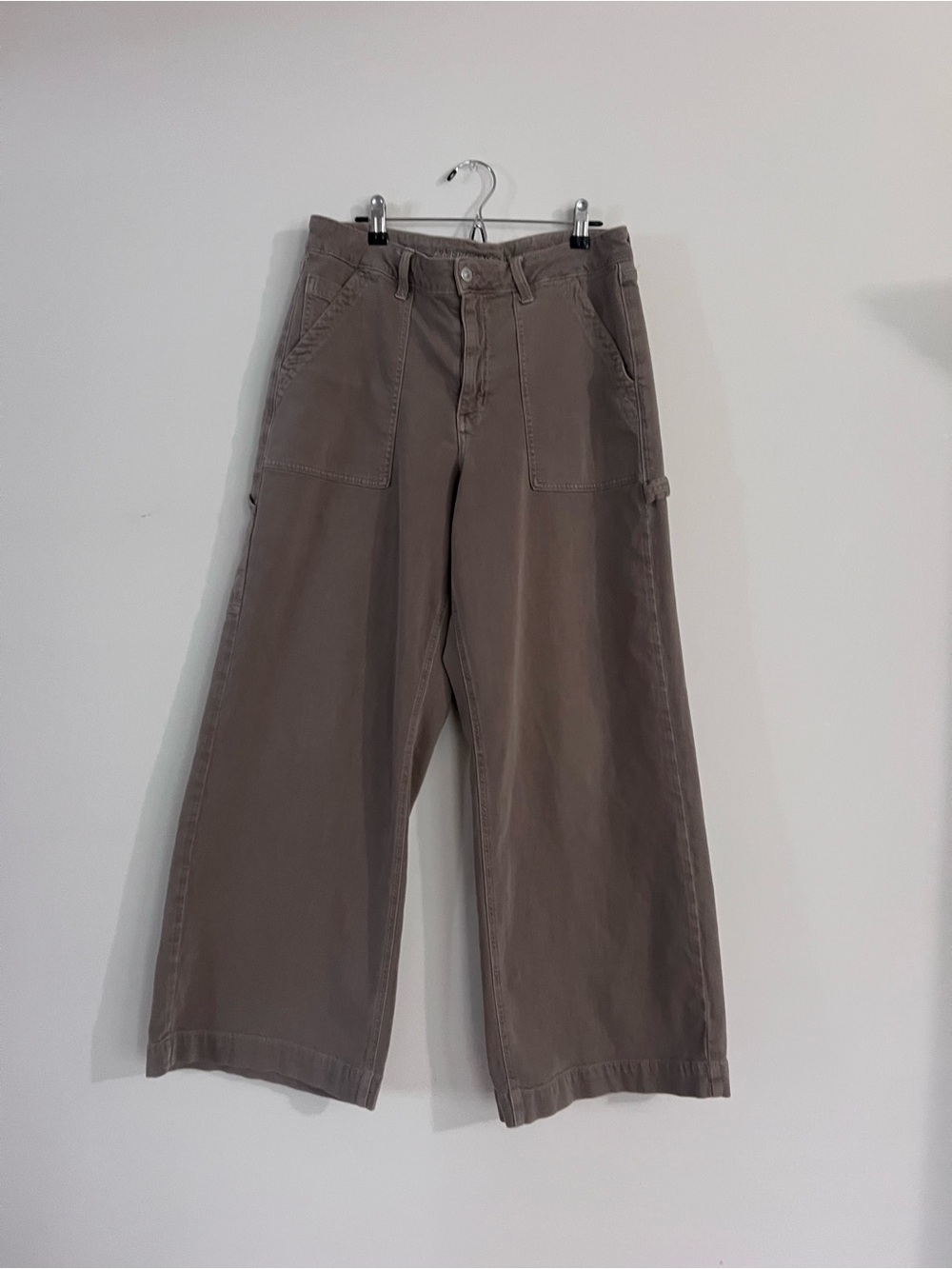 American Eagle Outfitters Wide-Leg Chinos in Taupe Brown